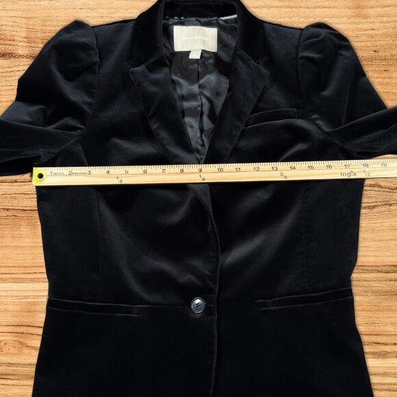 Banana Republic Black Velvet Puff Shoulder Tailored Blazer Jacket Size 10 - Picture 8 of 11
